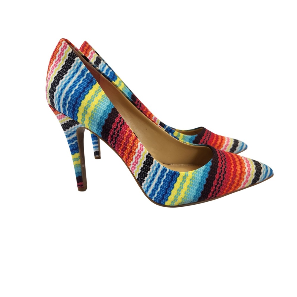 Gianni Bini Colorful Stripe Pointed Toe Pumps Heels‎ Womens Size 7M